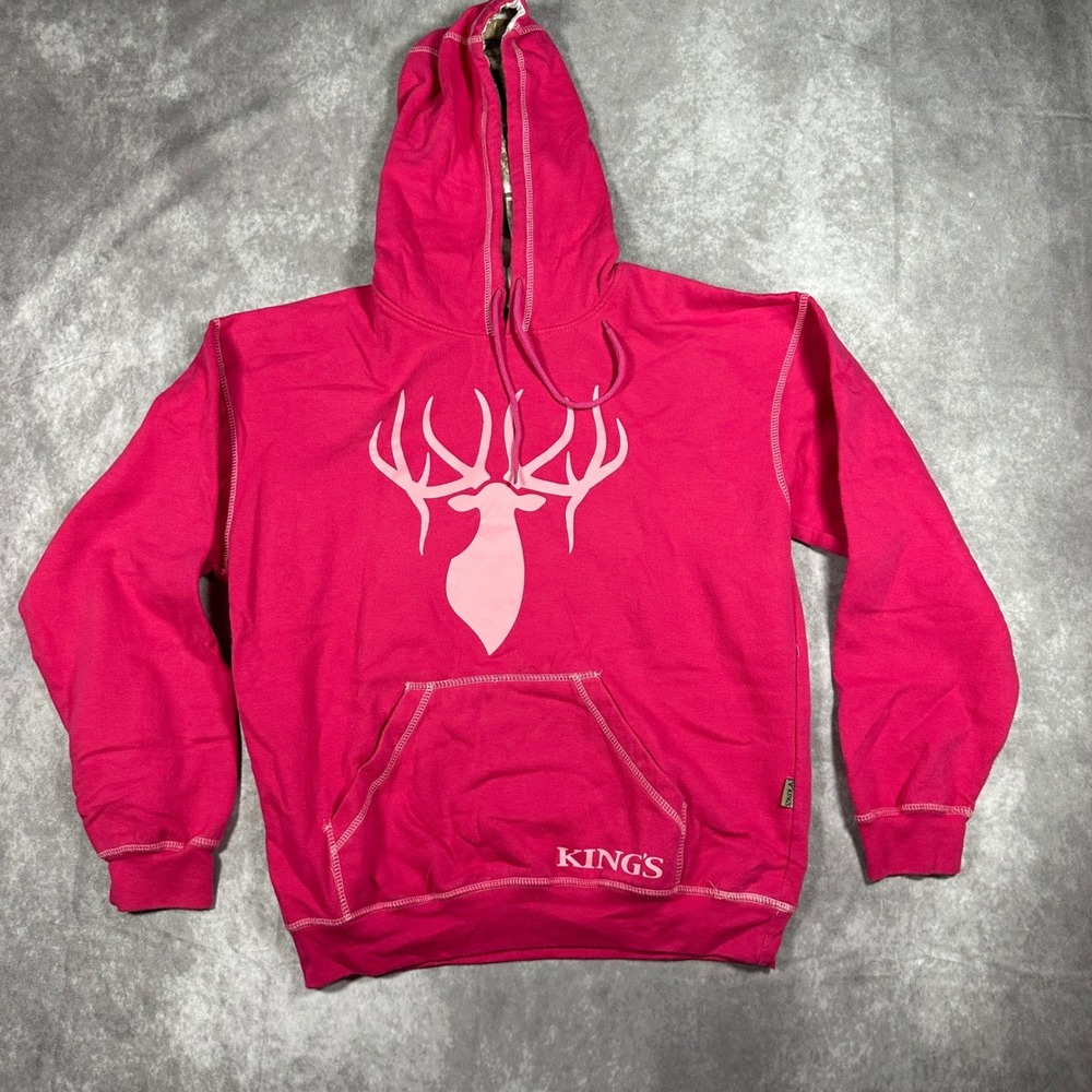 Kings Camo Womens L Pink Antler Graphic Hoodie Camouflage Lined Sweatshirt‎